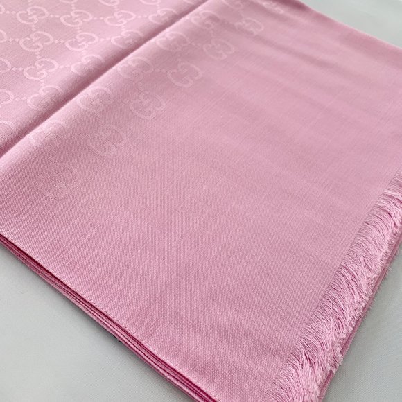 The Gucci Monogram GG Long Scarf in Rose Pink - Picture 12 of 12